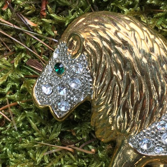 Vintage Big Gold Sparkly Lion Brooch - Picture 3 of 6